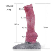 Dildo rosa YOCY-282 misure 28 cm con base effetto marmo grigio