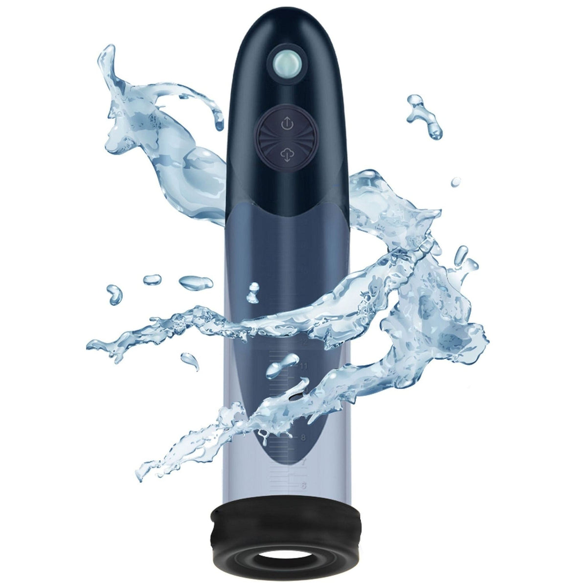 Pompa pene ergonomica con base in gomma antiscivolo e spruzzi d'acqua dinamici