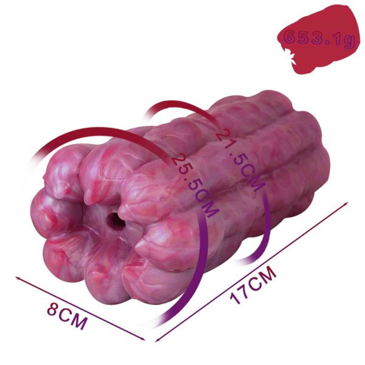 Dimensioni toy masturbatore predatorio silicone rosa intenso 8x25,5 cm peso 653g