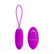 Uovo vibrante viola Pretty Love Julia con pulsante on/off, finitura silicone e telecomando ovale