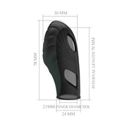 Misure vibratore da dita Pretty Love Lich nero 78mm lunghezza e 30mm larghezza