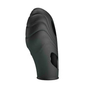Vibratore da dita nero in silicone vellutato con superficie ondulata vista laterale