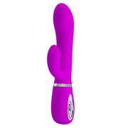 Vibratore coniglio viola acceso Pretty Love Terence in silicone morbido con anello metallico