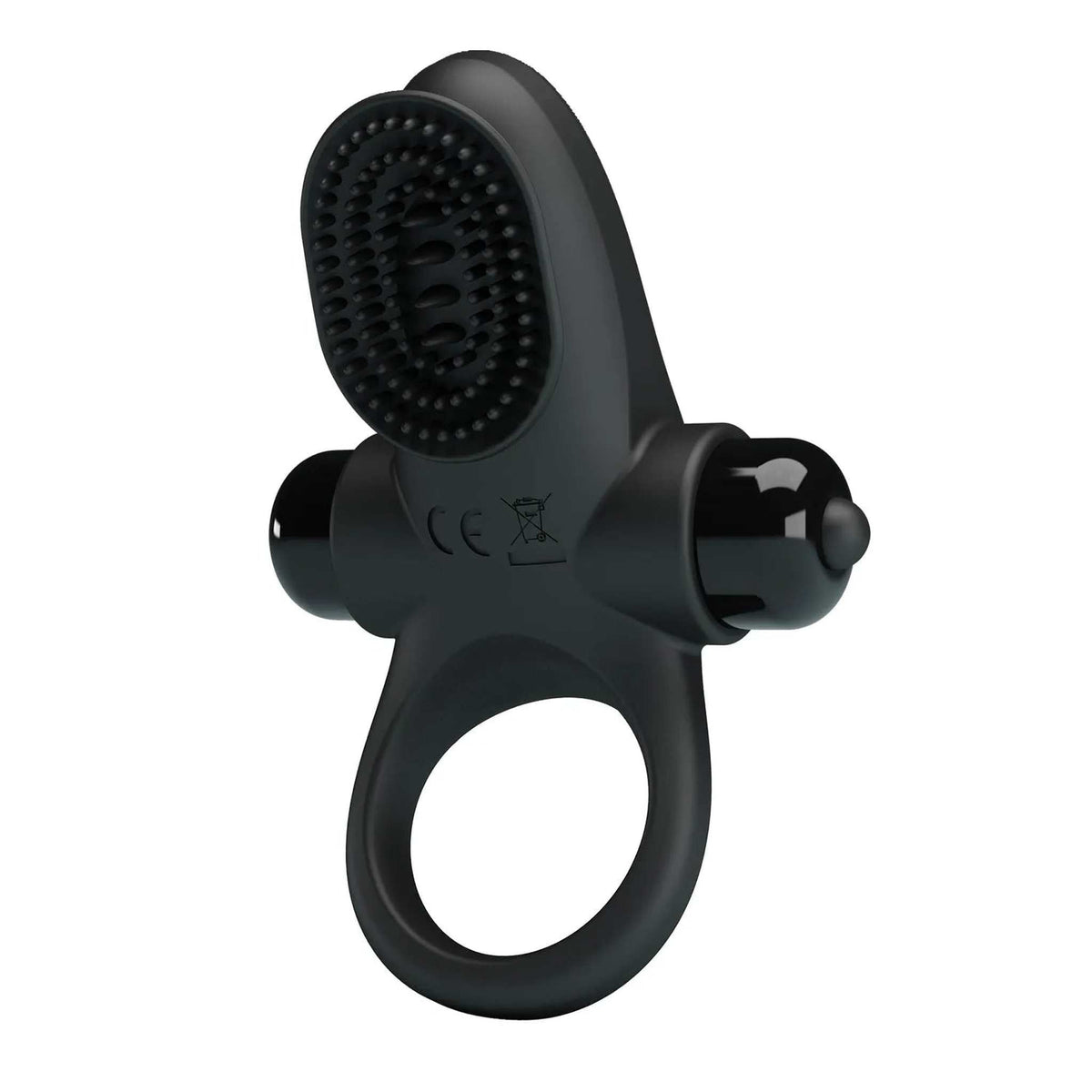 Anello vibrante nero Pretty Love vista laterale profilo curvo finitura opaca e lucida