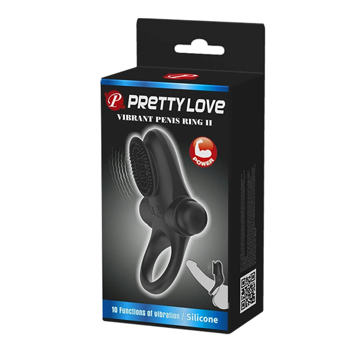 Confezione nera anello vibrante Pretty Love Vibrant Penis Ring II con 10 funzioni