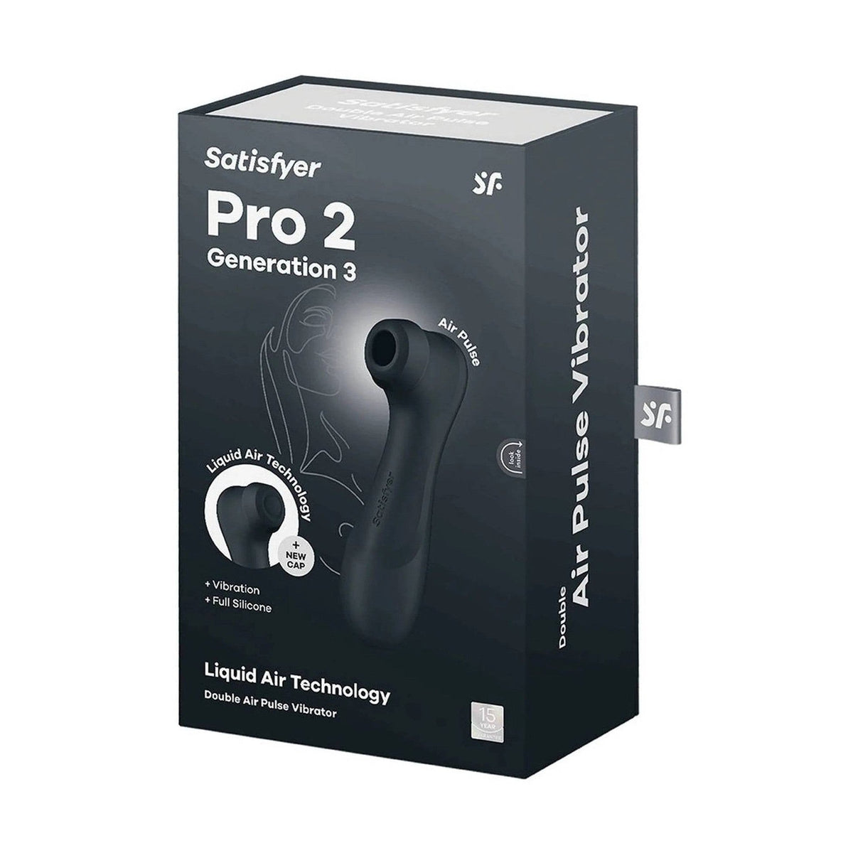 Scatola Satisfyer Pro 2 Gen 3 Vibratore Doppio Impulso d'Aria Nero con Tecnologia Liquid Air