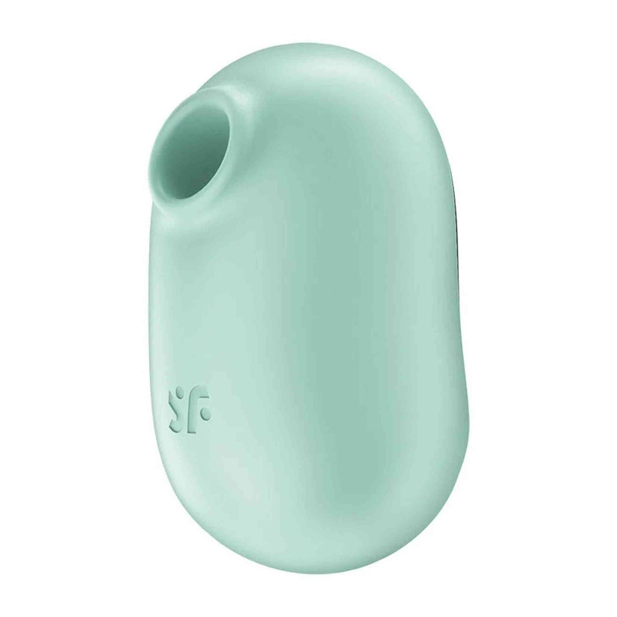 Satisfyer Pro To Go 2 apertura bocca verde menta con logo sf inciso su superficie morbida