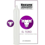 Profilattico trasparente El Toro Performance Ring con anello viola e confezione da 24 pezzi