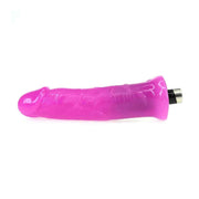 Dildo viola Love Machine orizzontale simmetrico con venature superficiali