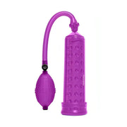 Pompa pene TOYJOY Power Pump viola con cilindro trasparente, scala centimetri e protuberanze interne