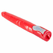 Vibratore rosso You2Toys con texture vene simulate e pannello pulsanti blu su base argento