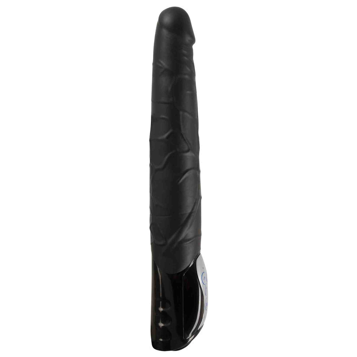 Vibratore nero You2Toys Black Push visto di profilo con pulsanti controllo spinta e vibrazione