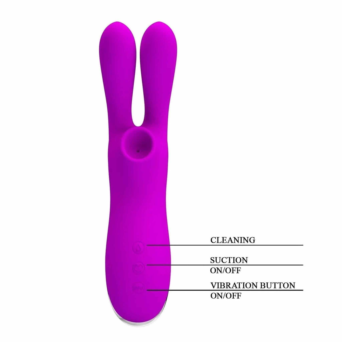 Vibratore clitorideo Ralap viola fronte pulsante pulizia suzione vibrazione