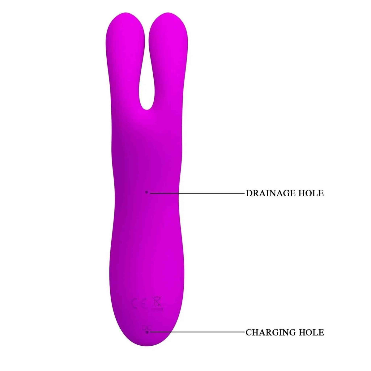 Vibratore Ralap viola accesso vista posteriore fori ricarica e scarico CE