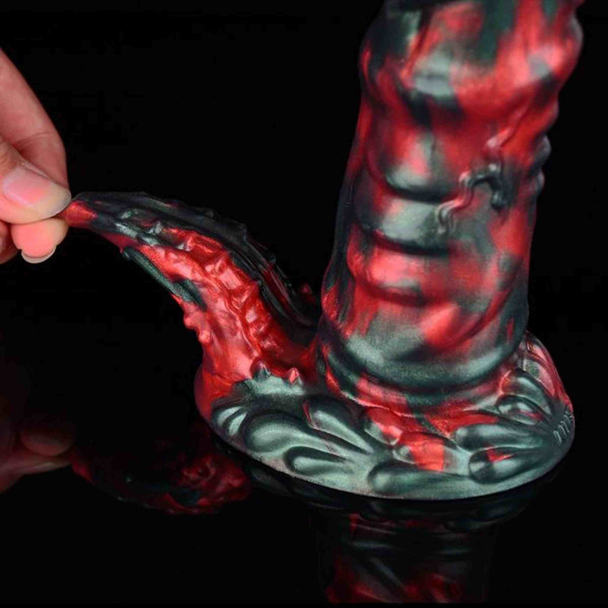 Red liquid silicone devils dildos