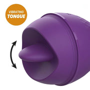 Lingua vibrante sagomata Rewolingo che simula cunnilingus su vibratore clitorideo viola
