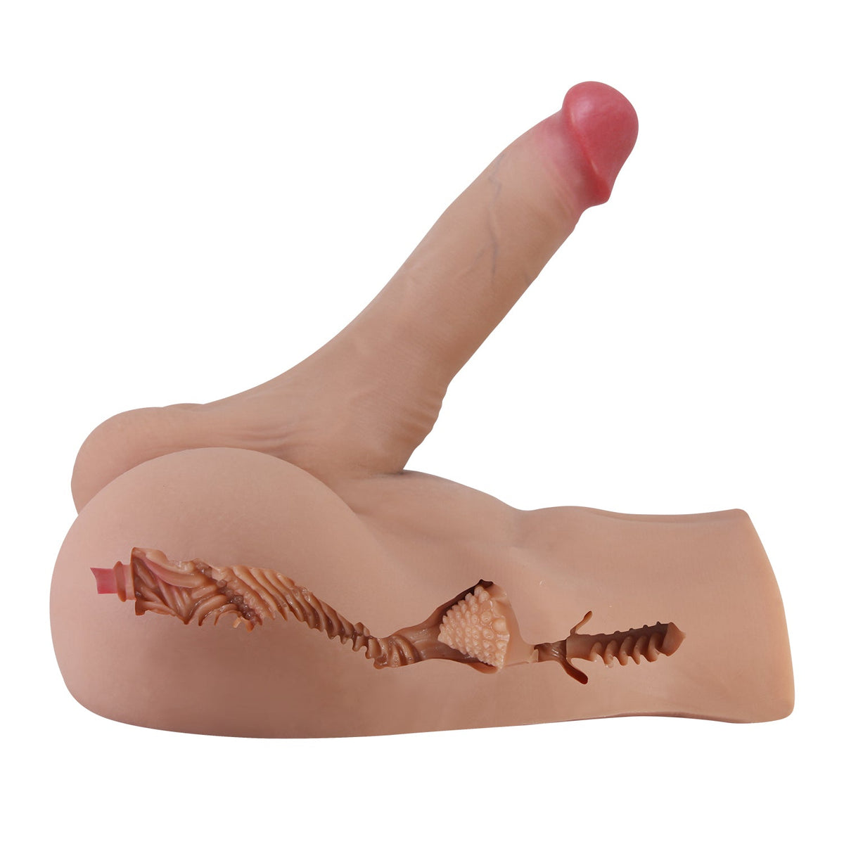 Sezione trasversale dildo silicone interno spirale e struttura testurizzata