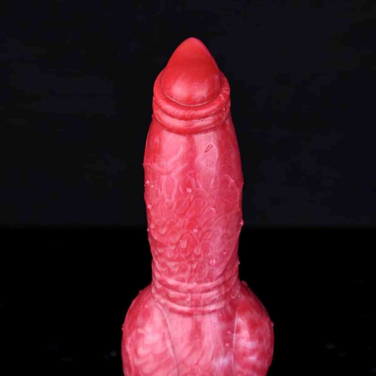 Dildo fantasy rosso lucido Magmara Ringo con texture vene e anello base