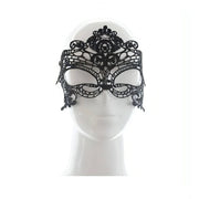 Maschera nera in pizzo vista frontale design elaborato a corona per occhi