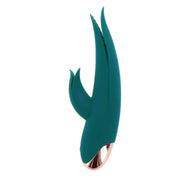 Vibratore rabbit verde scuro ToyJoy con orecchie a foglia e base rosa oro