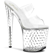 Sandalo Stardust Con Strass Plateau Trasparente Tacco 18