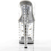 Sandalo Stardust Con Strass Plateau Trasparente Tacco 18
