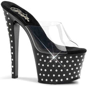 Sandalo Stardust Con Strass Plateau Trasparente Tacco 18