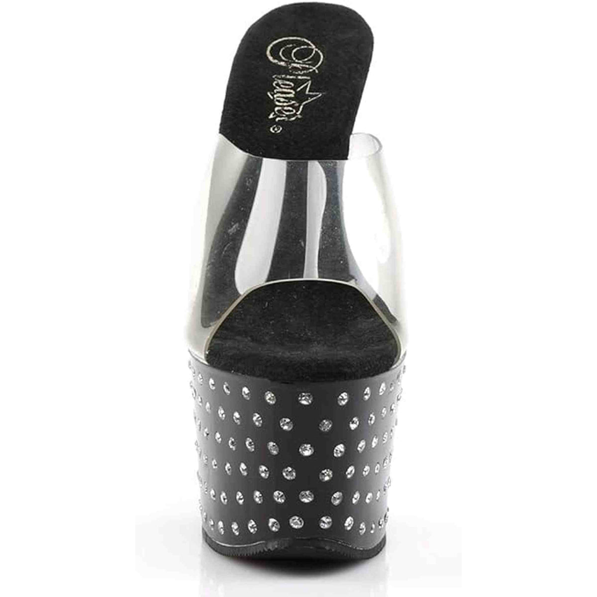 Sandalo Stardust Con Strass Plateau Trasparente Tacco 18