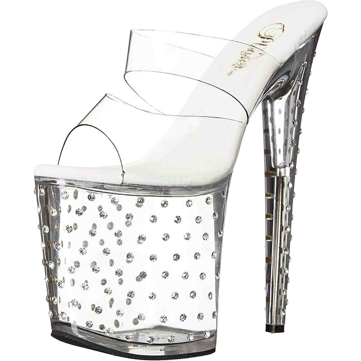 Sandalo Stardust Con Strass Plateau Trasparente Tacco 18