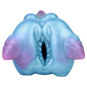 Dettaglio apertura centrale e orecchie coniglio marino silicone blu viola rosa