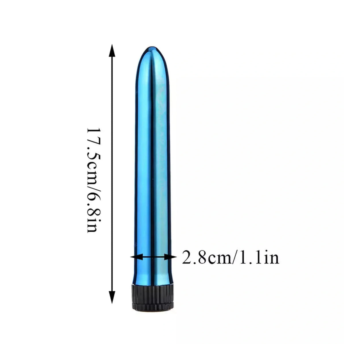 Vibratore Intense VITO blu metallico misure 17,5 cm larghezza 2,8 cm base nera