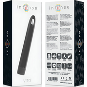 Confezione scatola vibratore Intense VITO bianca nera specifiche ABS BPA free