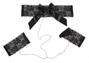 Set collare e polsiere pizzo nero fiocco raso Cottelli Jewels