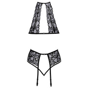 Set Lingerie Black Lace con Ricami Floreali