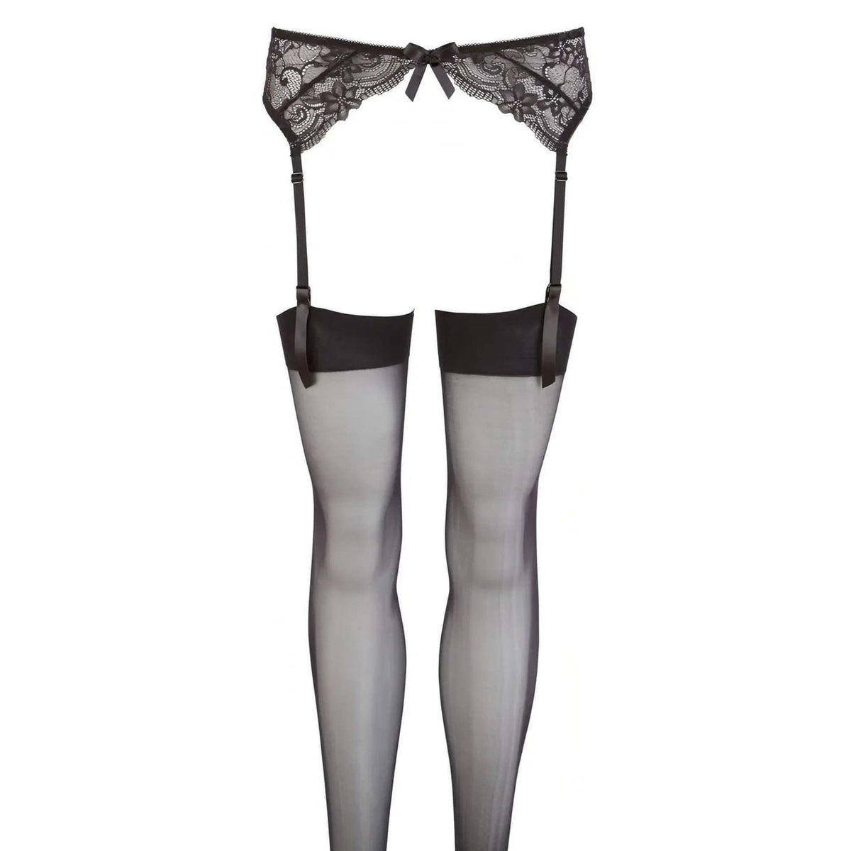 Set Reggicalze in pizzo con calze nere velate