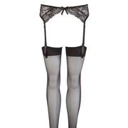 Set Reggicalze in pizzo con calze nere velate