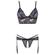 Set Reggiseno a Fascia e Slip reggicalze con fiocco e perline