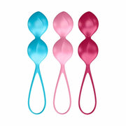 Set di 3 palline Kegel V Balls Satisfyer in silicone turchese rosa rosso