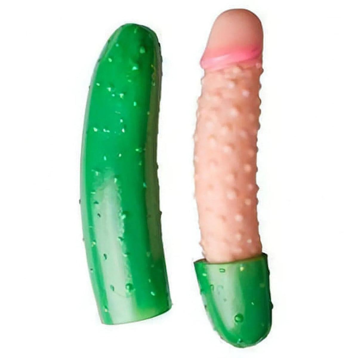 Gadget scherzoso Sex Cetriolo in plastica verde e rosa con design realistico