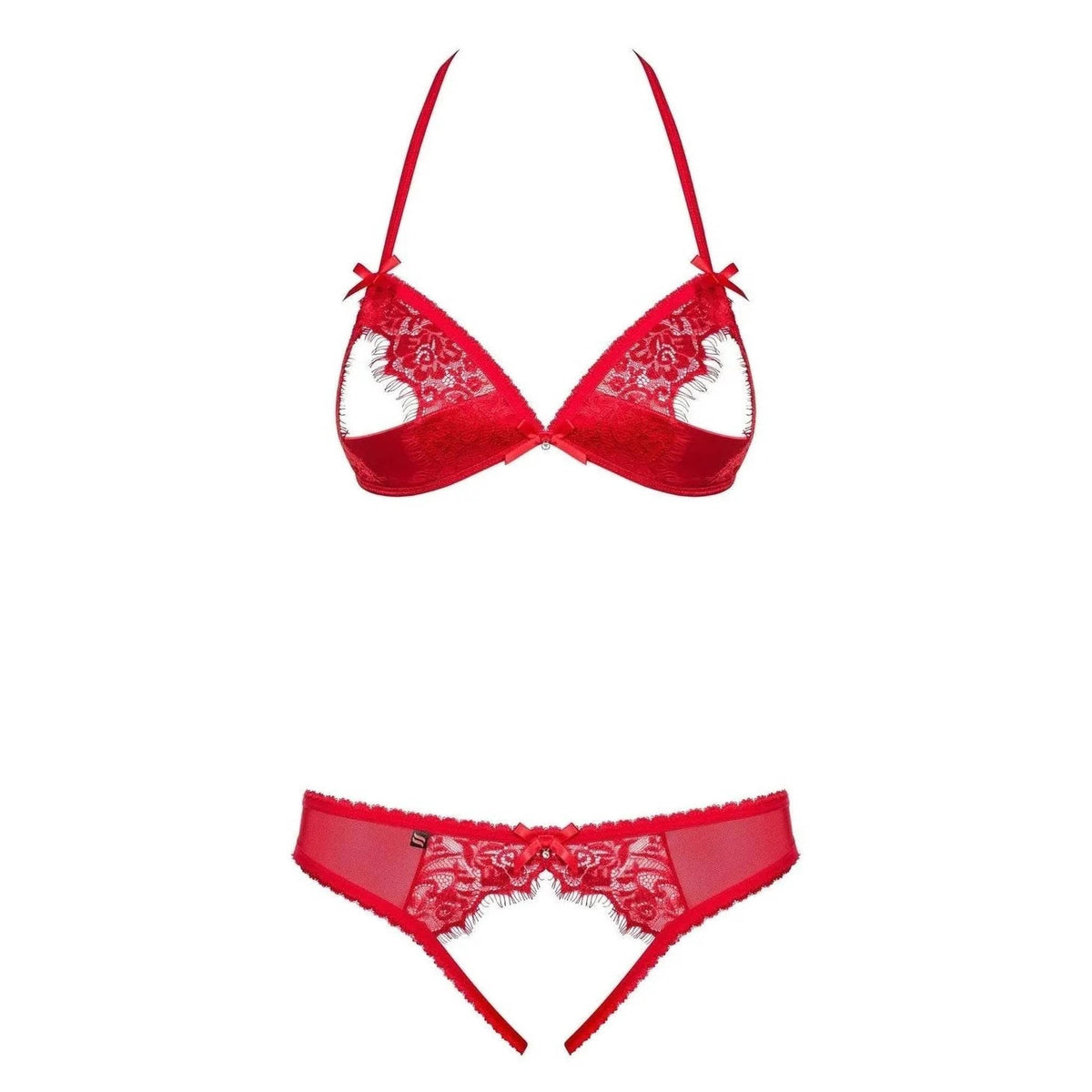 Dettaglio reggiseno balconcino pizzo floreale e mutandine S/M