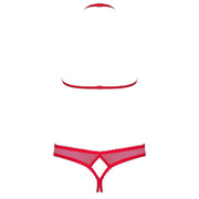Composizione set intimo nudo rosso rete e pizzo S/M