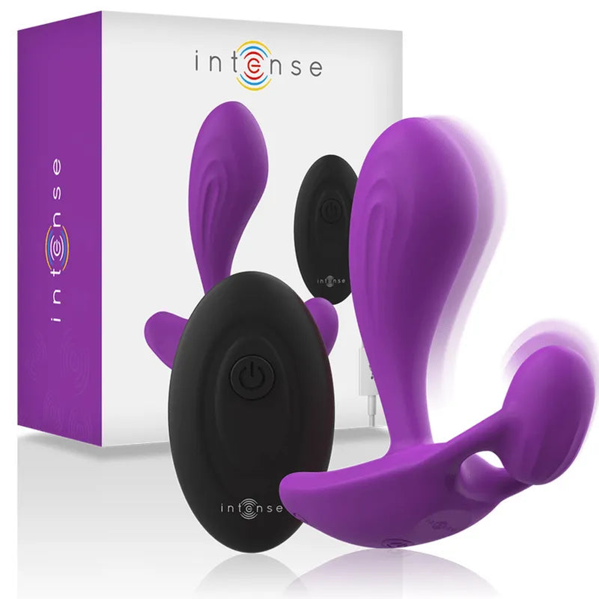 Plug anale viola Intense design Y con anello di supporto e telecomando