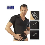 Maglia nera Svenjoyment Nera Pirate uomo con collo coreano, borchie e ricamo teschio