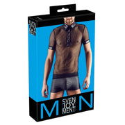 Shirt a rete con bordature in vinile