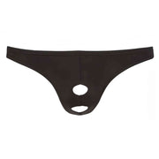 Slip uomo nero con doppia apertura ovale verticale per pene e perineo