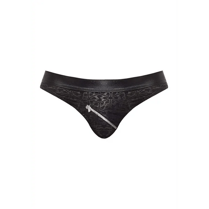 Slip Sexy Uomo Nero in Texturizzata con Zip