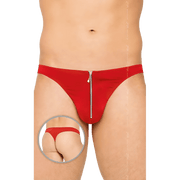 Slip uomo rosso vivo taglia XL con zip frontale metallica e design aderente