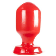 Vista dall'alto plug sessuale rosso lucido con collo stretto