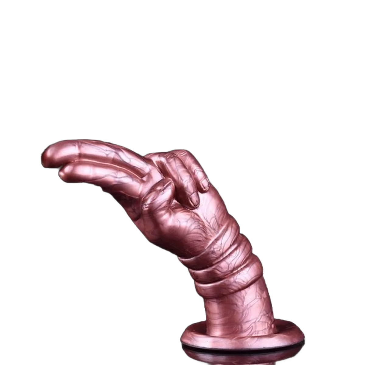 Dildo silicone liquido rosa Deva angolazione laterale con manico ad anelli e superficie lucida
