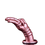 Dildo silicone liquido rosa Deva angolazione laterale con manico ad anelli e superficie lucida